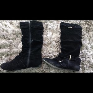 Black calf height boots